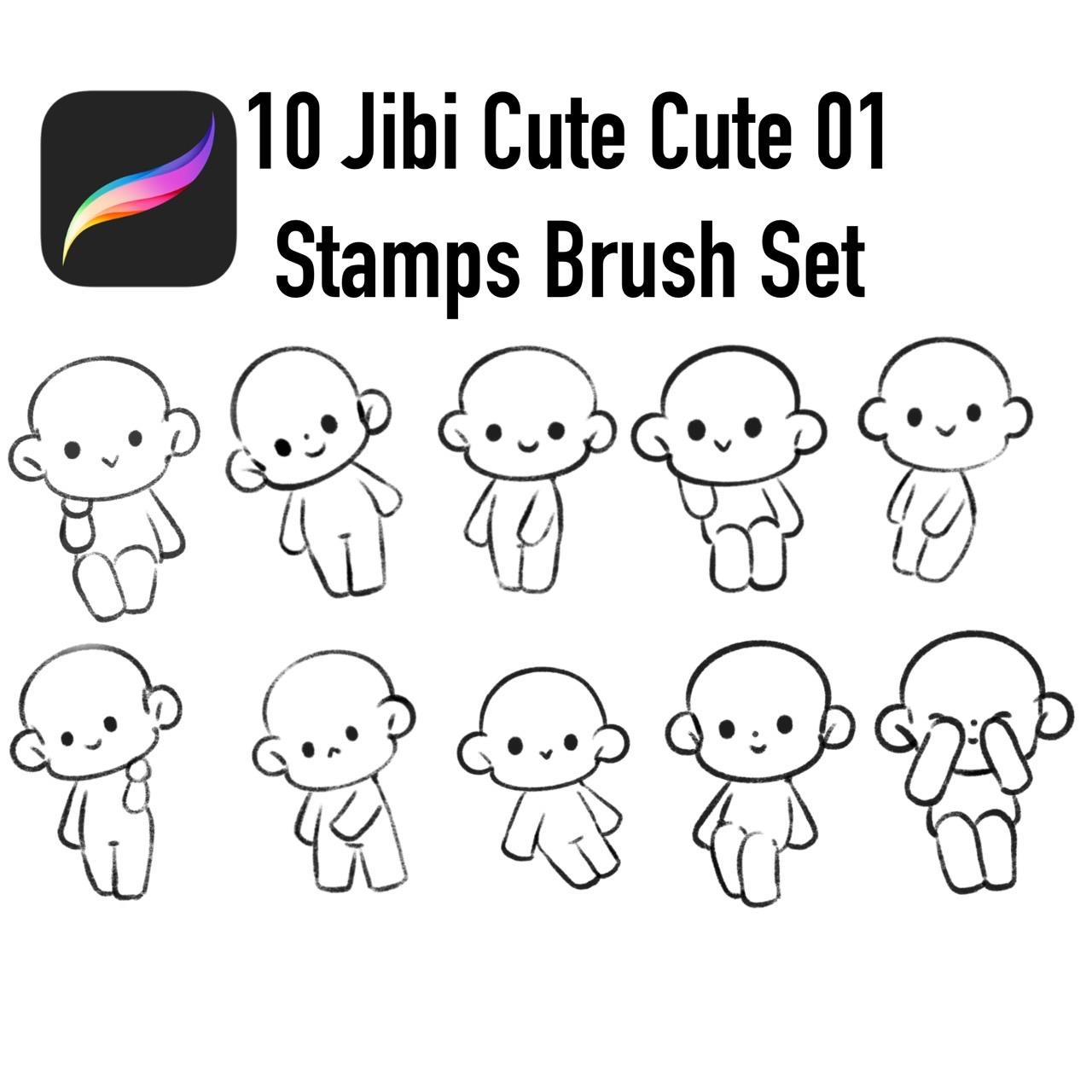 10 Jibi Cuie Cute 01 Stamps Brush Set