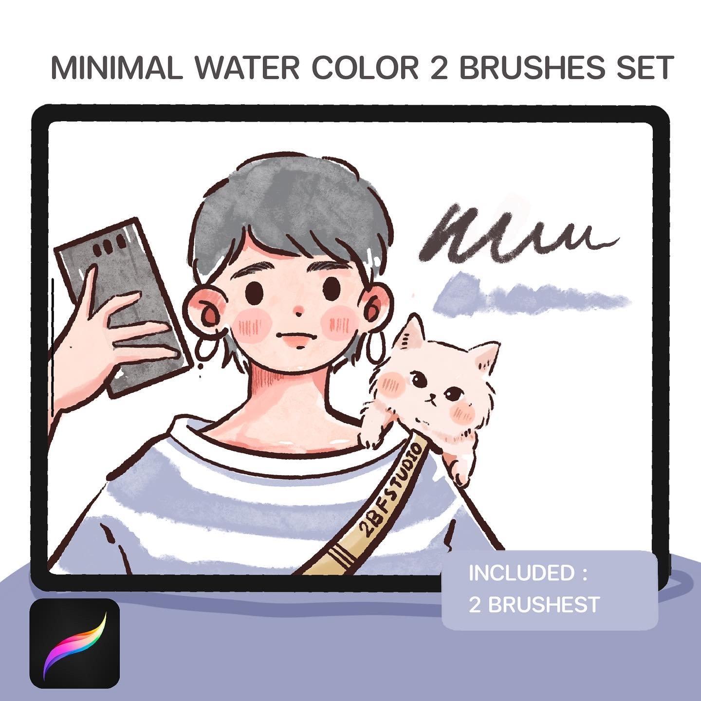 Minimal water color 2 brushes set