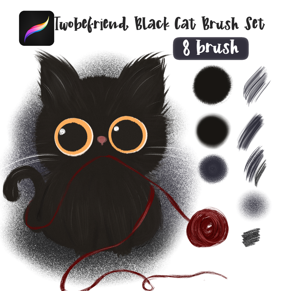 Twobefriend Black Cat Brush Set