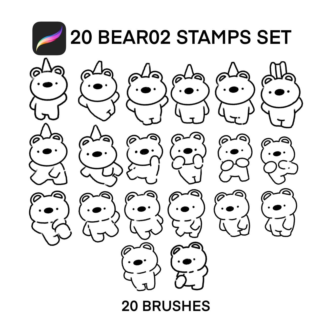 20 BEAR02 STAMPS SET