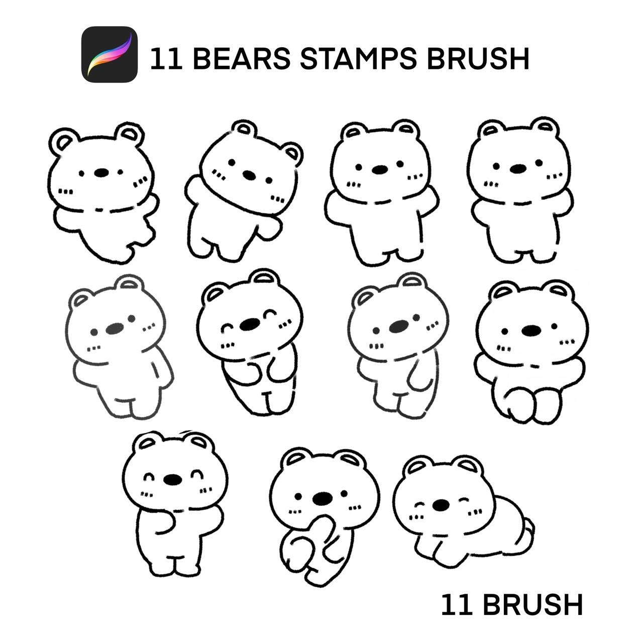 11 BEARS STAMPS BRUSH