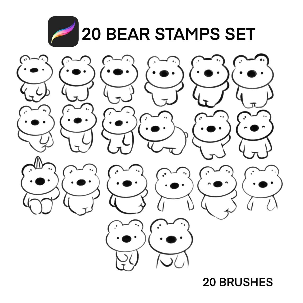20 BEAR STAMPS SET