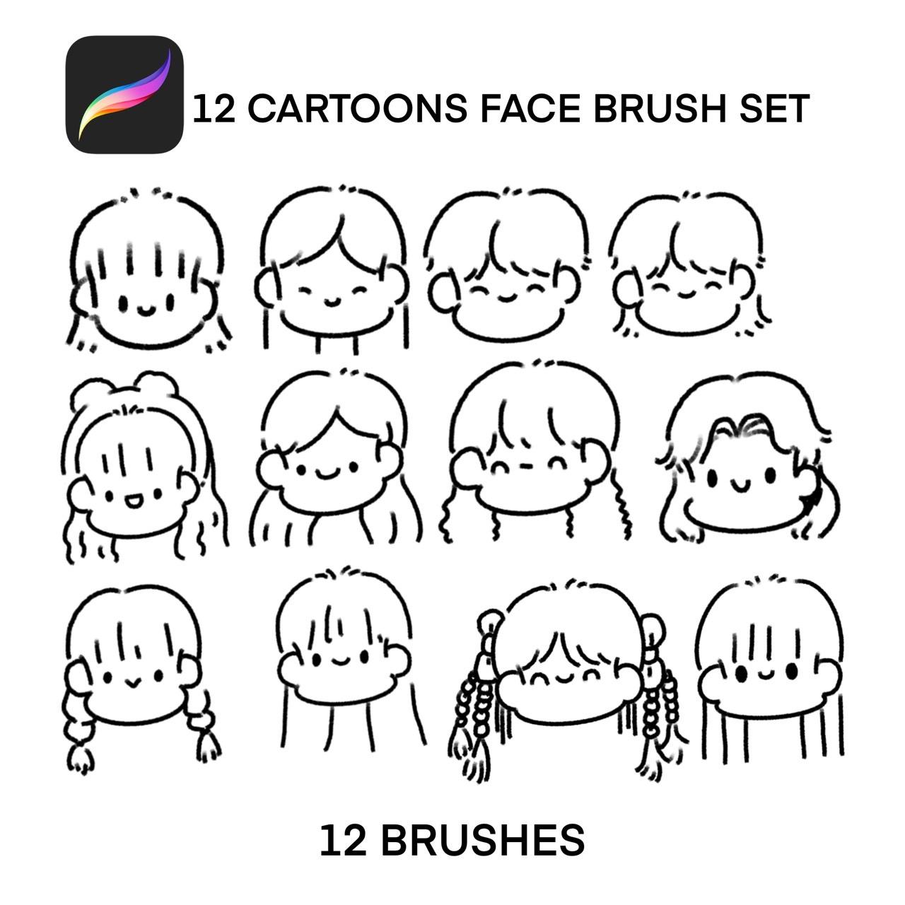 12 CARTOONS FACE BRUSH  SET