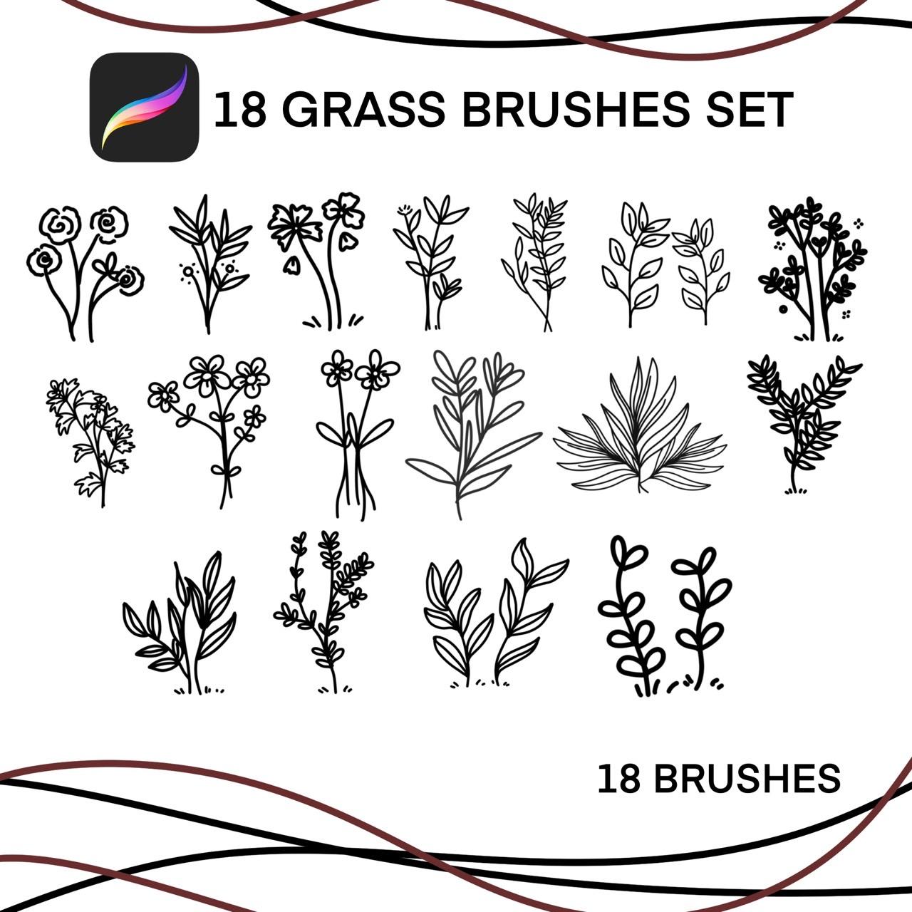 18 GRASS BRUSHES SET 2bf Studio