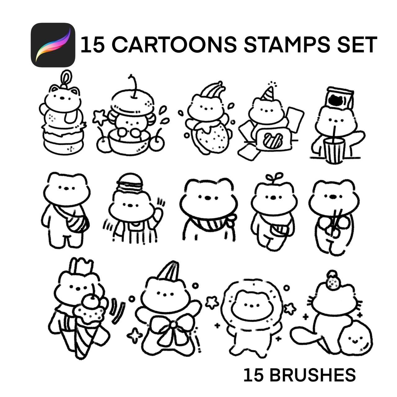 15 CARTOONS STAMPS SET