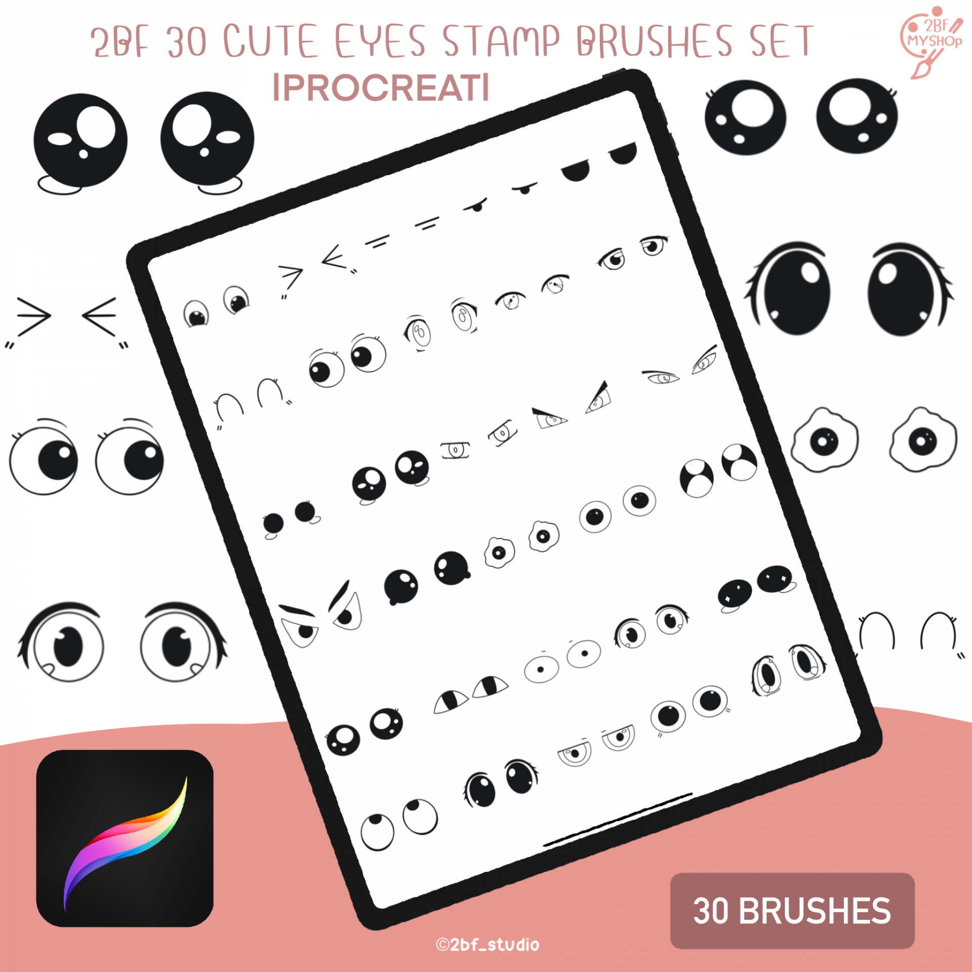 2BF 30 CUTE EYES STAMP BRUSHES SET