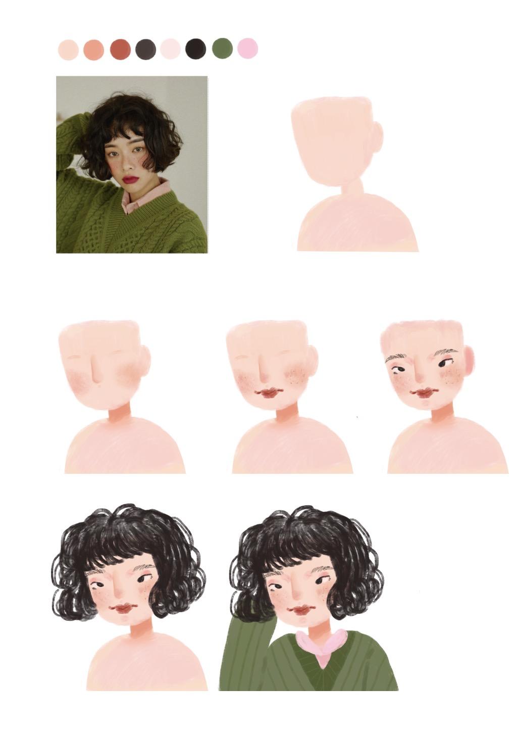 พรีออเดอร์ e-book วาดโปรไฟล์สาวน้อยสไตล์ peach cosy พีช 30แบบสามสิบคน + ถาดสีแถมในเซ็ต