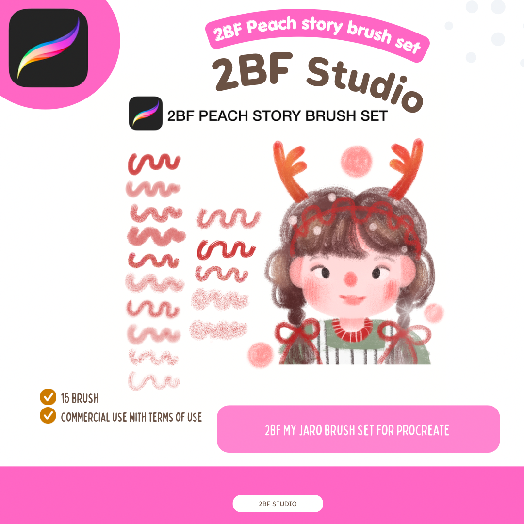 2BF PEACH STORY BRUSH SET FOR PROCREATE