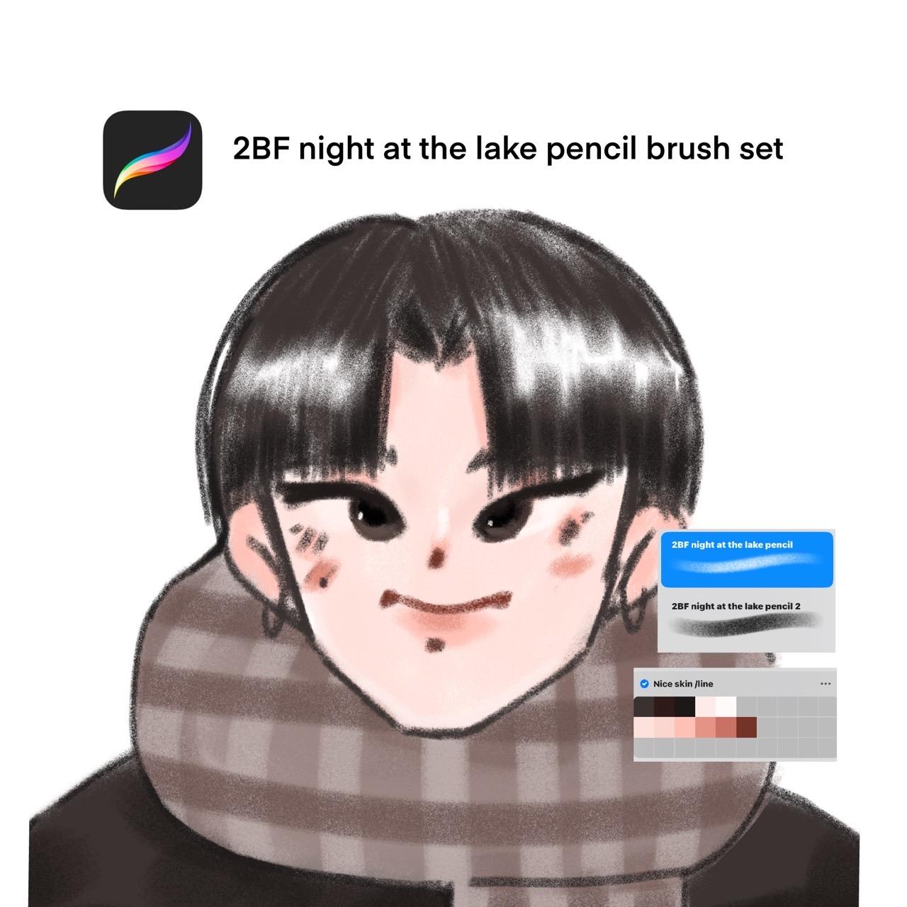 2BF night at the lake pencil brush set for procreate